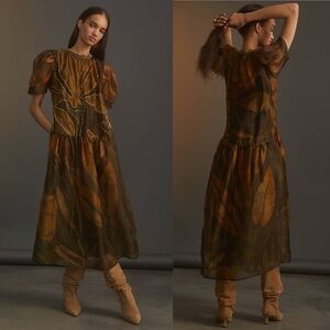 Roopa Pemmaraju Beaded Silk Organza Maxi Dress Size Medium Anthropologie